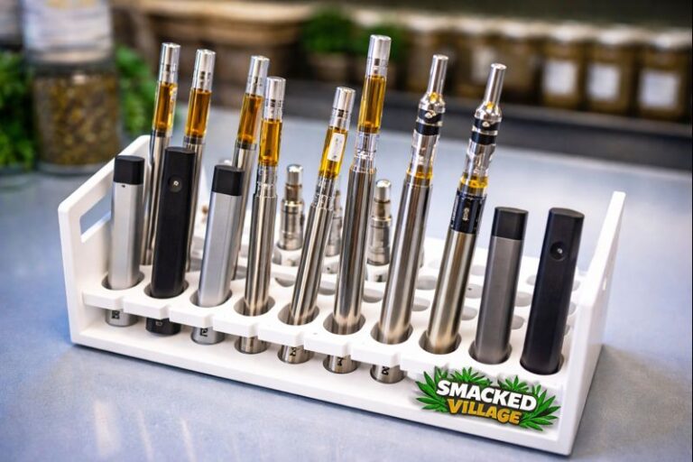 thc vapes on display in smacked village dispensary